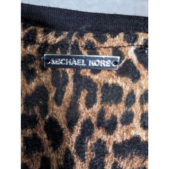 MICHAEL Michael Kors Chiffon-Hem Leopard-Print Top Brown Women's Size Medium - Picture 3 of 5